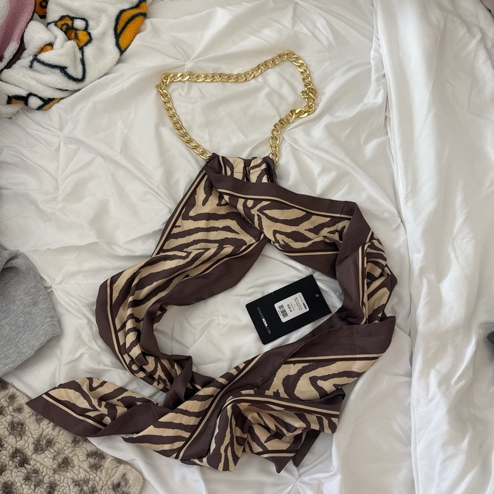 Fashion Nova Brown and Cream Scarf